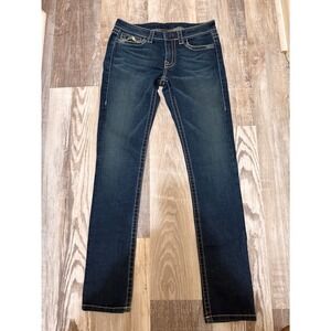 Mens Designer Blue Wash Straight Leg Jeans W34 L34